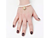 Cultured Freshwater Pearl Stretch with Heart Pendant Bracelet