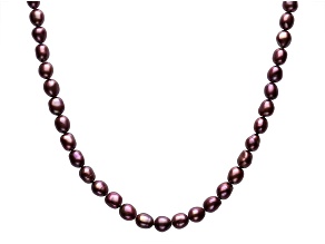 Mahogany Cultured Freshwater Pearl Rhodium Over Sterling Silver 17.5 Inch Strand