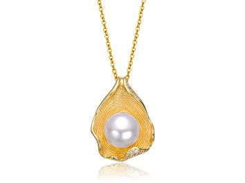 Picture of Freshwater Pearl, 14K Gold Plated over Sterling Silver Mollusk Pendant Necklace