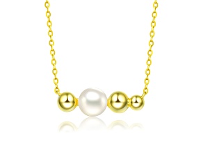 6MM freshwater Pearl, 14K Gold Plated over Sterling Silver Necklace