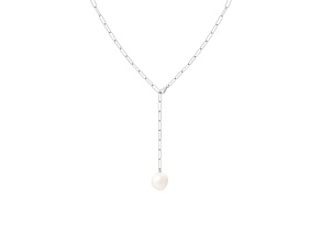 13-15mm baroque White Cultured Freshwater Pearl Rhodium Over Sterling Silver Strand Necklace