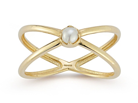 Bellissima Gold 14K Yellow Gold Freshwater Pearl Criss Cross Ring