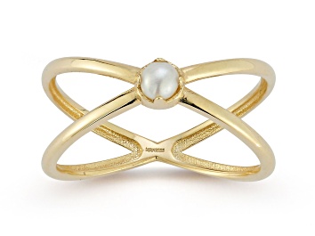 Picture of Bellissima Gold 14K Yellow Gold Freshwater Pearl Criss Cross Ring