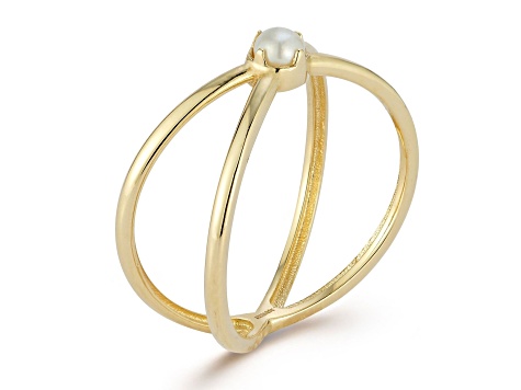 Bellissima Gold 14K Yellow Gold Freshwater Pearl Criss Cross Ring