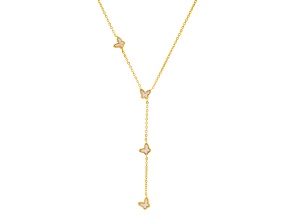 5mm Mother Of Pearl 14k Yellow Gold Over Sterling Silver Butterfly Necklace