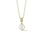 Rachel Zoe 14K Yellow Gold Over Sterling Silver Freshwater Pearl and Cubic Zirconia Pendant Necklace