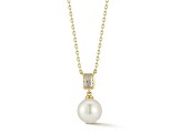Rachel Zoe 14K Yellow Gold Over Sterling Silver Freshwater Pearl and Cubic Zirconia Pendant Necklace