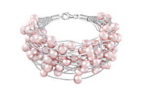 5-6mm Pink Freshwater Pearl Silver Bracelet