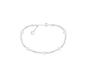 4.5-5mm White Cultured Freshwater Pearl Silver  Bracelet