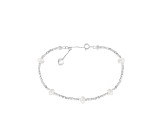 4.5-5mm White Cultured Freshwater Pearl Silver  Bracelet