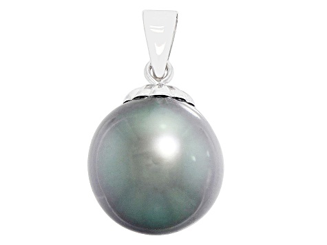 Light Green Tahitian Cultured Pearl 18K White Gold Pendant.