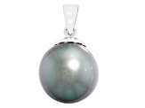 Light Green Tahitian Cultured Pearl 18K White Gold Pendant.