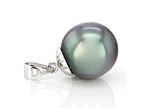 Light Green Tahitian Cultured Pearl 18K White Gold Pendant.