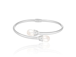 thumbnail image 2 of Genuine Natural White Baroque Freshwater Pearl Stretch Bracelet – 8-9mm – 7.5 Inches – Handmade Beauty 2 of 4