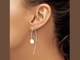Rhodium Over Sterling Silver Polished 8-9mm Freshwater Cultured Pearl Threader Earrings