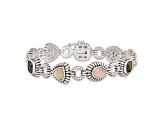 Sterling Silver Oxidized Pink/Black/White Mother of Pearl 7.75-inch Bracelet