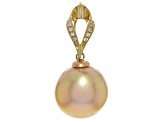 Golden South Sea Cultured Pearl with Diamonds 18K Yellow Gold Pendant