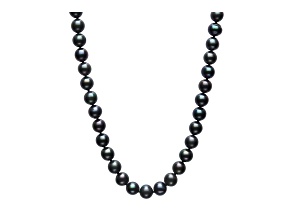 8.5-9.5mm Black Cultured Freshwater Pearl Rhodium Over Sterling Silver 18 Inch Necklace