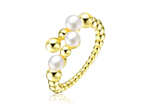 Genuine Freshwater Pearl, 14K Gold Plated over Sterling Silver Bypass Ring