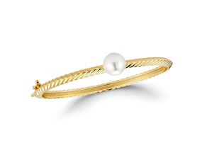 Rachel Zoe 14K Yellow Gold Over Sterling Silver Fluted Pearl Bangle Bracelet