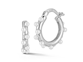 Sterling Statements Rhodium Over Sterling Silver Freshwater Pearl Hoop Earrings