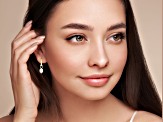 Sterling Statements 14K Yellow Gold Over Sterling Silver Oval Freshwater Pearl Charm Hoop Earrings