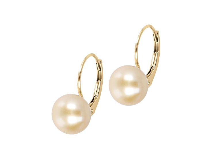 Champagne Cultured Freshwater Pearl 14K Yellow Gold Sterling Silver Drop Earrings