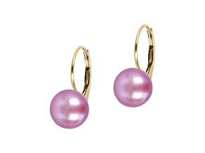 Orchid Cultured Freshwater Pearl 14K Yellow Gold Sterling Silver Drop Earrings