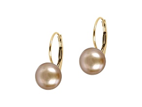 Mink Cultured Freshwater Pearl 14K Yellow Gold Sterling Silver Drop Earrings