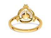 14K Yellow Gold Lab Grown Diamond and Freshwater Cultured Pearl Ring