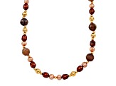 Champagne and Mocha Freshwater Pearl with Chalcedony 14K Yellow Gold Over Sterling Silver Necklace