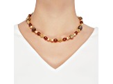 Champagne and Mocha Freshwater Pearl with Chalcedony 14K Yellow Gold Over Sterling Silver Necklace