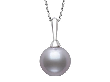 Picture of Platinum Cultured Freshwater Pearl Rhodium Over Sterling Silver Pendant With Chain