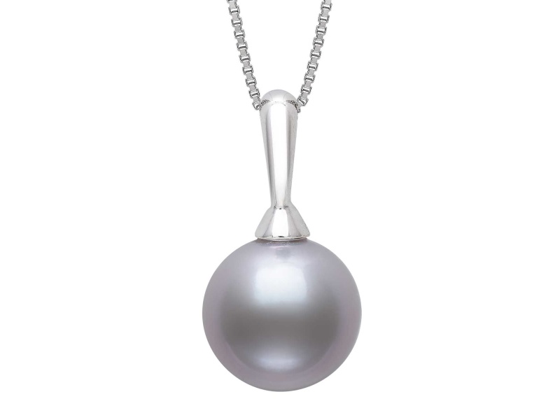 Platinum Cultured Freshwater Pearl Rhodium Over Sterling Silver Pendant With Chain