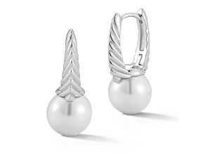 Rachel Zoe Rhodium Over Sterling Silver 10mm Pearl Drop Earrings