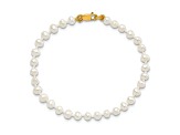 14K Yellow Gold 3-4mm Freshwater Cultured Pearl 14 Inch Necklace, 5 Inch Bracelet and Earring Set
