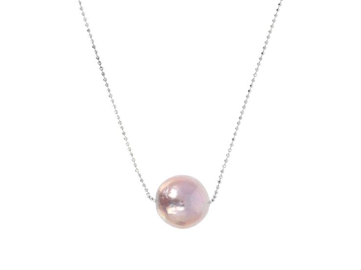 Blush Cultured Freshwater Pearl Rhodium Over Sterling Silver Necklace