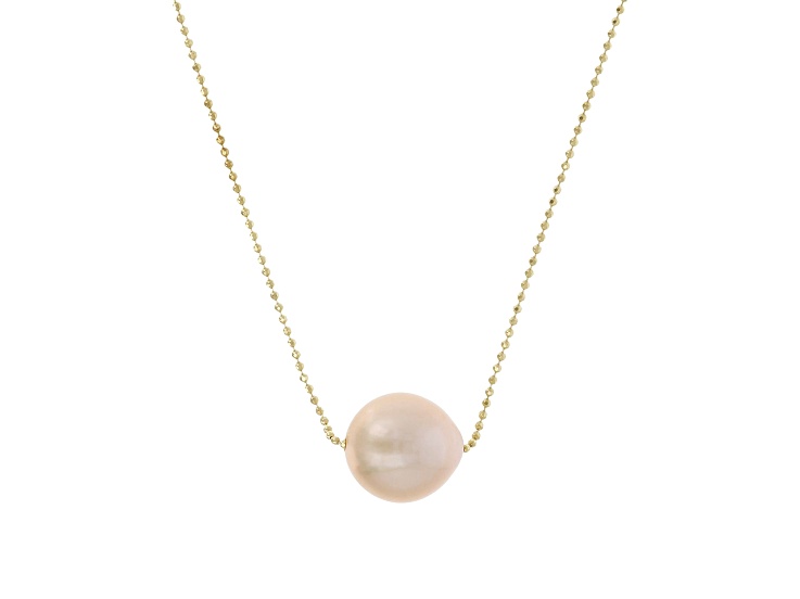 Champagne Cultured Freshwater Pearl 14K Yellow Gold Over Sterling Silver Necklace