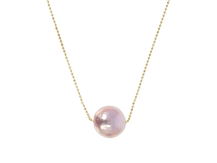 Blush Cultured Freshwater Pearl 14K Yellow Gold Over Sterling Silver Necklace