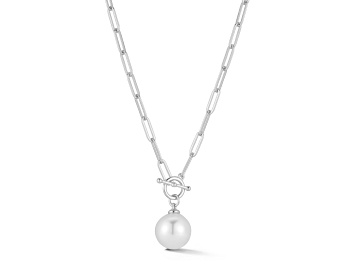 Picture of Sterling Statements Rhodium Over Sterling Silver Freshwater Pearl Paperclip Chain Toggle Necklace