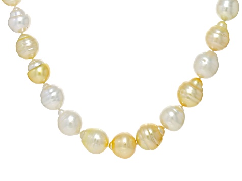 Multi-Color Cultured South Sea Pearl 18k Gold Over Sterling Silver 26" Necklace