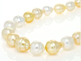 Multi-Color Cultured South Sea Pearl 18k Gold Over Sterling Silver 26" Necklace