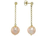 Genusis™ Peach Cultured Freshwater Pearl 18k Gold Over Sterling Silver Earrings