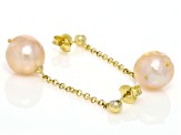 Genusis™ Peach Cultured Freshwater Pearl 18k Gold Over Sterling Silver Earrings