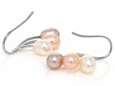 Multi-Color Cultured Freshwater Pearl Rhodium Over Sterling Silver Earrings