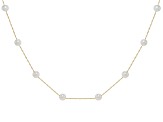 White Cultured Freshwater Pearl 14k Yellow Gold Station Necklace