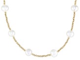 White Cultured Freshwater Pearl and Yellow Hematite 18k Yellow Gold ...