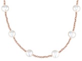 White Cultured Freshwater Pearl and Rose Hematite 18k Rose Gold Over ...