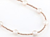 White Cultured Freshwater Pearl and Rose Hematite 18k Rose Gold Over Sterling Necklace