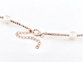 White Cultured Freshwater Pearl and Rose Hematite 18k Rose Gold Over Sterling Necklace